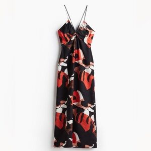 H&M V-neck staply midi dress. Size L. Like new condition.